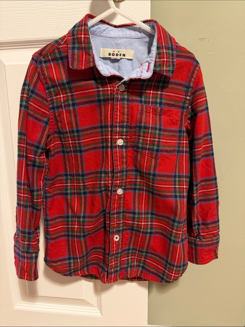 Mini Boden Red Plaid Button-Down Flannel